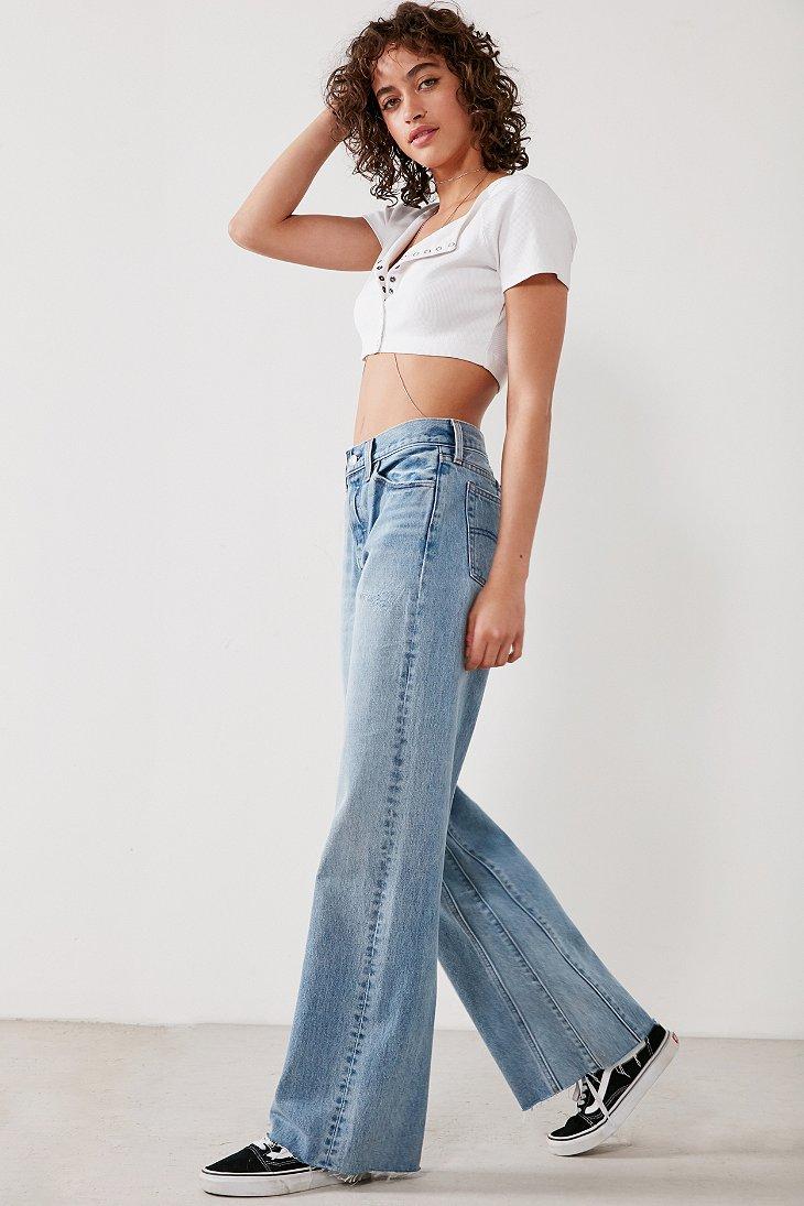 levi's high rise wide leg jean with raw hem